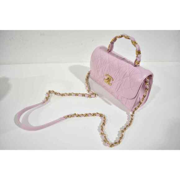 Chanel 21S CC Links Pink Mini Flap Top Handle Gold Chain Quilted Crossbody Bag - Picture 5 of 12